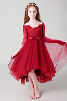 Robe Cortège Fille Epurée Tulle Médium Asymétrique Asymétrique