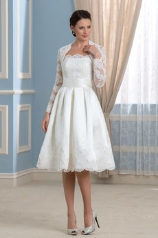 Robe de mariée Manche Longue fin Décolleté Dans le Dos Manche Aérienne