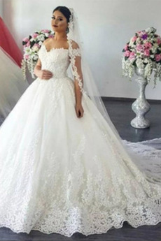 Robe de mariée Dentelle Lacez vers le haut Cathédrale a ligne