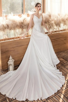 Robe de mariée Sans Manches Appliquer Manquant Glissière Plage a ligne