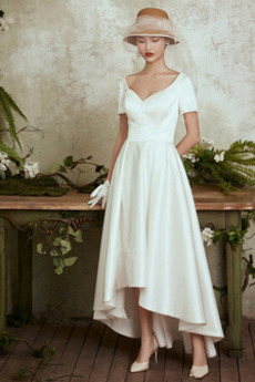 Robe de mariée Asymétrique Manche de T-shirt Rivage Manche Courte