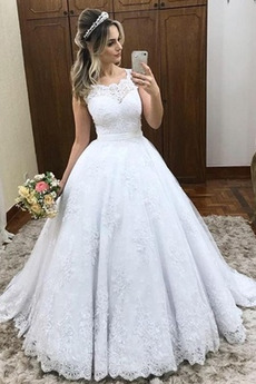 Robe de mariée Tulle Orné de Nœud à Boucle Dentelle Glissière