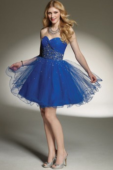 Robe de Bal Courte Tulle col coeur Moderne aligne Fourreau pli