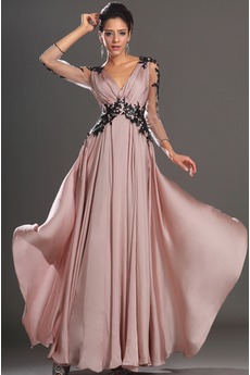 Robe de Soirée Tissu Dentelle Perle rose Manche Aérienne Mince