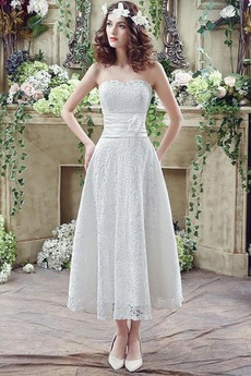 Robe de mariée Lacet Mince Chic Naturel taille Orné de Rosette