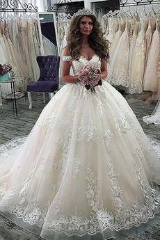 Robe de mariée Appliques Décolleté Dans le Dos Formelle Satin