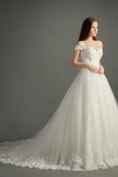 Robe de mariée Train de petit Fermeture éclair Classique Appliquer