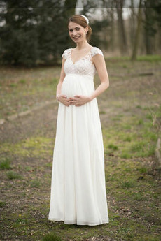 Robe de mariée Dos nu Printemps Empire Col en V Elégant De plein air