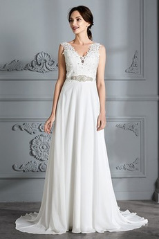 Robe de mariée De plein air noble Sans Manches A-ligne Norme Haut Bas