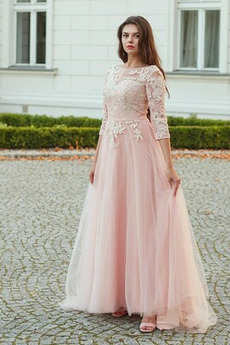 Robe de Soirée Dos nu Luxueux Tulle Au Drapée Naturel taille Manche Aérienne