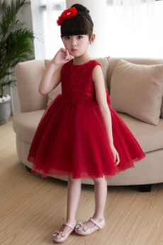 Robe Cortège Fille Tulle semi-couverte Longueur Genou A-ligne