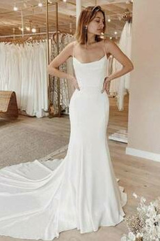 Robe de mariée Dos nu Sans Manches Fourreau Plage Manquant Appliques