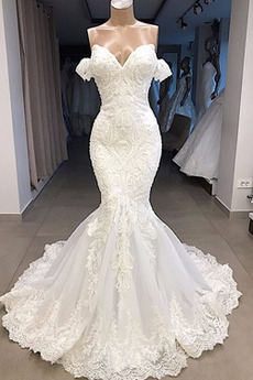 Robe de mariée Sirène Moderne Hiver Naturel taille Salle Couvert de Dentelle