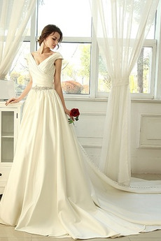 Robe de mariée Tube droit Longue Salle des fêtes Manche Courte