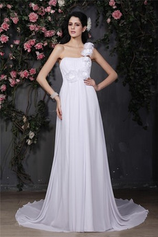 Robe de mariée Norme Chiffon A-ligne Bretelle Unilatérale de Fleuro