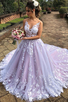 Robe de mariée Tulle De plein air Formelle Gazer Poire Longue