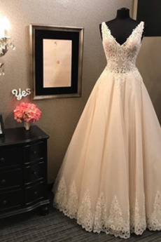 Robe de mariée Manquant Appliquer Fermeture éclair A-ligne Naturel taille