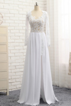 Robe de mariée Manche Aérienne Longueur au sol Printemps Tissu Dentelle