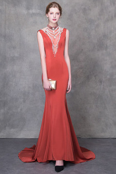 Robe de Soirée Manquant Elégant Hiver Naturel taille Perles Soie