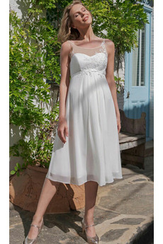 Robe de mariée Col rond De plein air Simple Mousseline de soie Longueur Genou