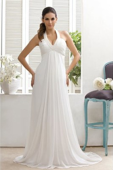 Robe de mariée Empire Chiffon Plage Sablier Fourreau plissé Empire