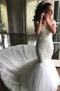 Robe de mariée Formelle Traîne Mi-longue Zip Naturel taille Salle