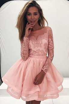 Robe de Cocktail Fermeture éclair Tulle a ligne Appliquer Chic