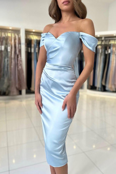 Robe de Cocktail Fermeture éclair Simple Satin Automne Naturel taille