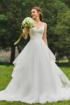 Robe de mariée Naturel taille Manquant Bretelles Spaghetti Longue