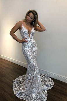 Robe de mariée Dentelle Col en V Printemps Mode Longue Jardin