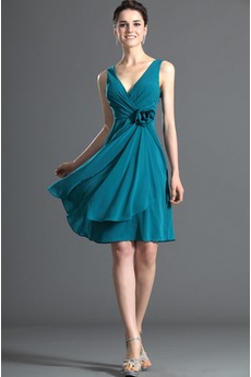 Robe Demoiselle d'Honneur Sans Manches Turquoise Simple Rivage