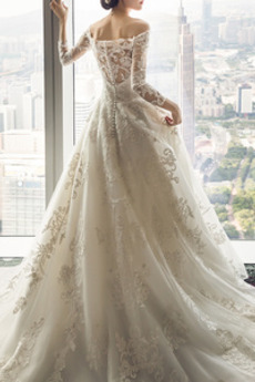 Robe de mariée aligne Été Norme Fermeture éclair Traîne Moyenne