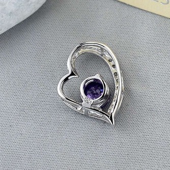 violet en forme de coeur argent diamant incrusté bijoux femme Collier & pendentif - Page 2