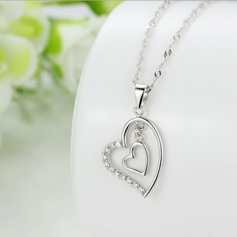 Heart-shaped femmes court incrusté de diamant Collier & pendentif en argent - Page 2