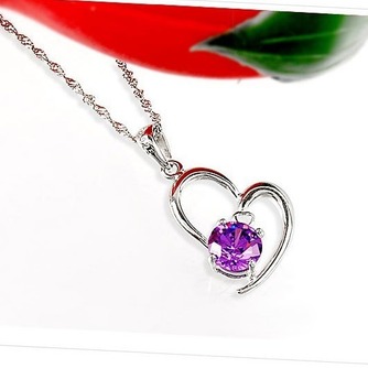 Femmes violettes en forme de coeur cristal Collier & pendentif argent - Page 3