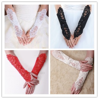 Gants de mariage Attrayant Printemps Perlé Taffetas De plein air - Page 2