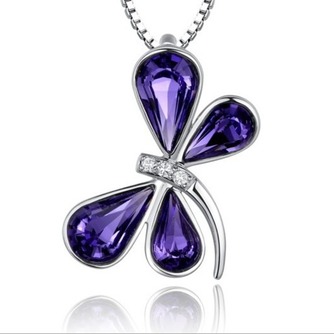 Libellule femmes Crystal violet pendentif en argent d’alimentation en gros collier - Page 1