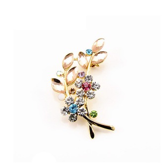 Vente chaude diamant incrusté femmes accessoires cristal Leaf Brooch - Page 1