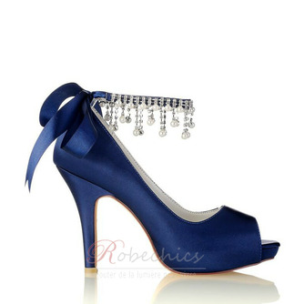 Perle strass talons hauts chaussures de demoiselle d'honneur de mariage talons hauts de mariée - Page 3