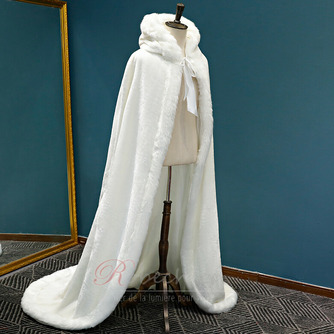 Long manteau d'hiver à capuchon chaud châle en peluche épaisse cape blanche - Page 3