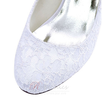 Chaussures de mariage à talons épais en dentelle blanche bout rond chaussures de mariage à talons hauts chaussures de demoiselle d'honneur - Page 4