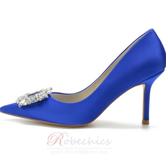 Aux femmes Satiné Talon aiguille Talon haut Bout fermé avec Strass soirée talons hauts - Page 3