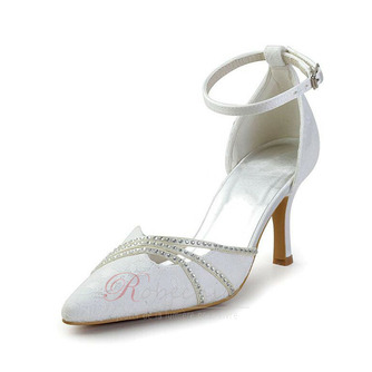 Chaussures de mariage en dentelle blanche chaussures de mariage avec strass chaussures de demoiselle d'honneur strass stiletto pour femmes - Page 1