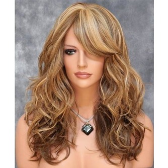 Perruque Suitable for women Long Curly Inclined bangs Fluffy Long Curly - Page 1