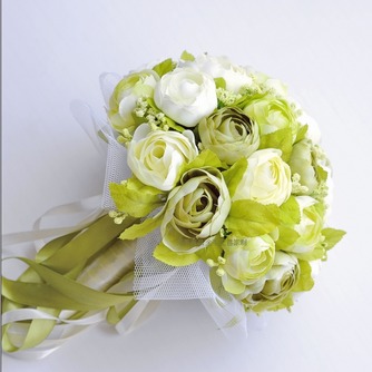 Camélia blanc vert coréenne mariée simulation fleurs pour mariage dans la main - Page 1