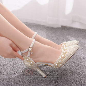 Sandales à talons hauts sandales strass perlées chaussures de mariage blanches - Page 6