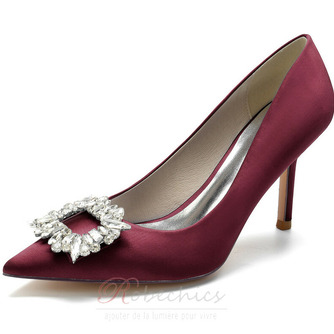 Aux femmes Satiné Talon aiguille Talon haut Bout fermé avec Strass soirée talons hauts - Page 8