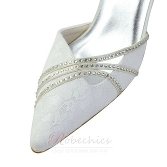 Chaussures de mariage en dentelle blanche chaussures de mariage avec strass chaussures de demoiselle d'honneur strass stiletto pour femmes - Page 3