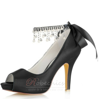 Perle strass talons hauts chaussures de demoiselle d'honneur de mariage talons hauts de mariée - Page 7