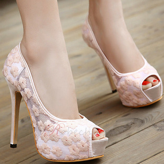 Chaussures de mariage en dentelle blanc talons hauts plate-forme sandales chaussures de banquet chaussures de mariée - Page 8
